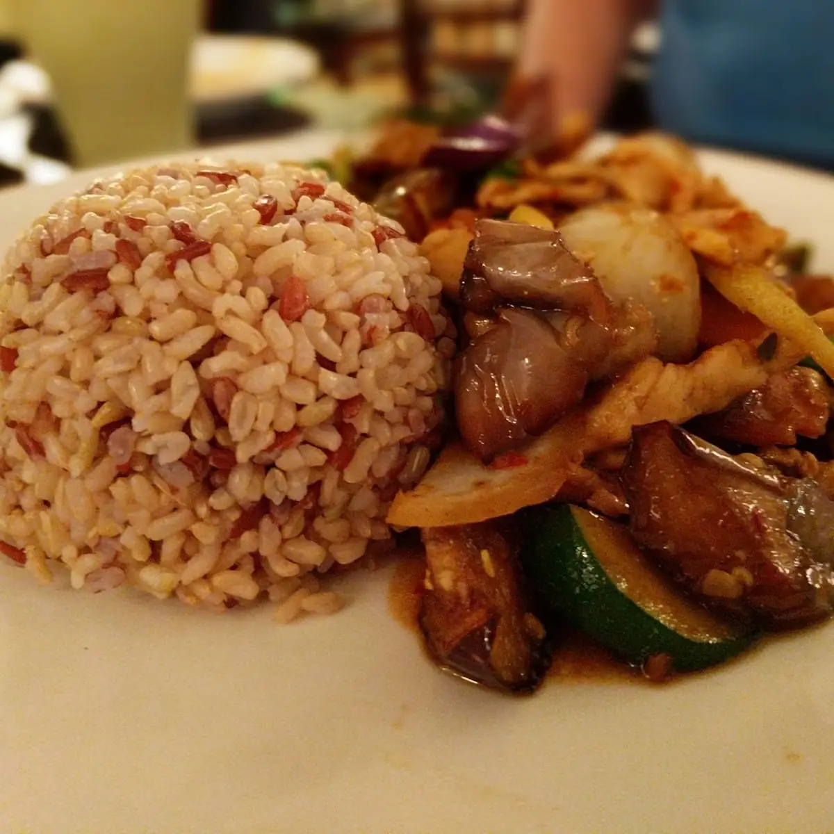 Eggplant with Chicken and Brown Rice