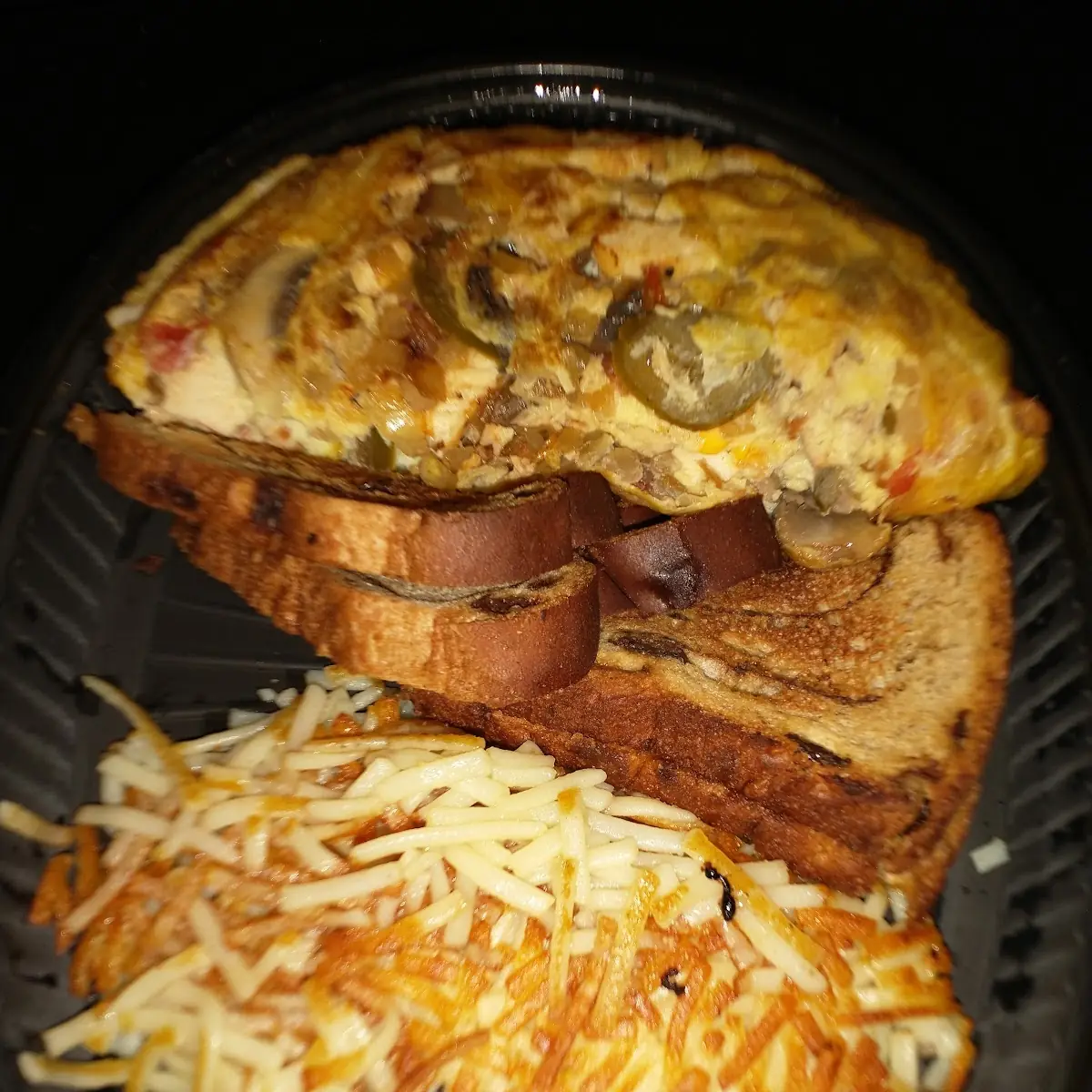 Fiesta Omelette Hash Browns Raisin Toast