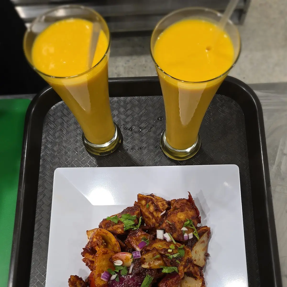 C Momo with Mango Lassi
