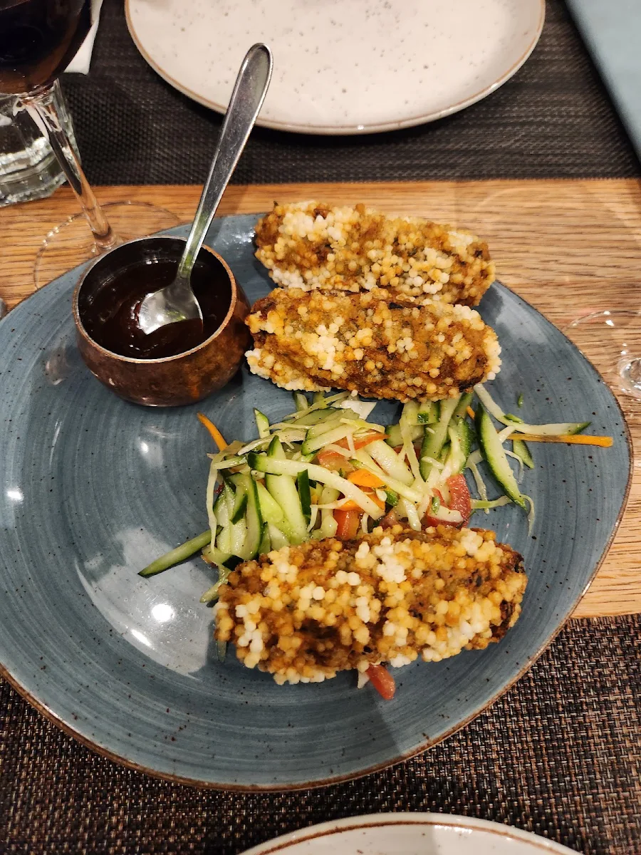 Crispy Sago & Spinach Croquettes, Thali