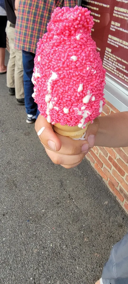 Medium Vanilla Cone with Cotton Candy Dip with Pink Sprinkles