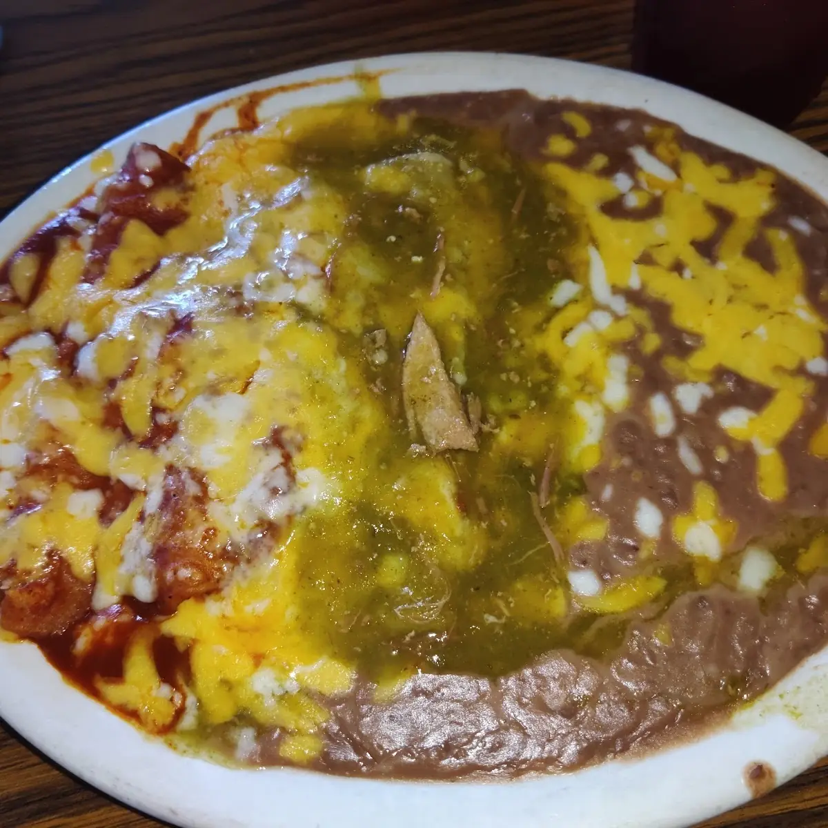 Red and Green Cheese Enchiladas