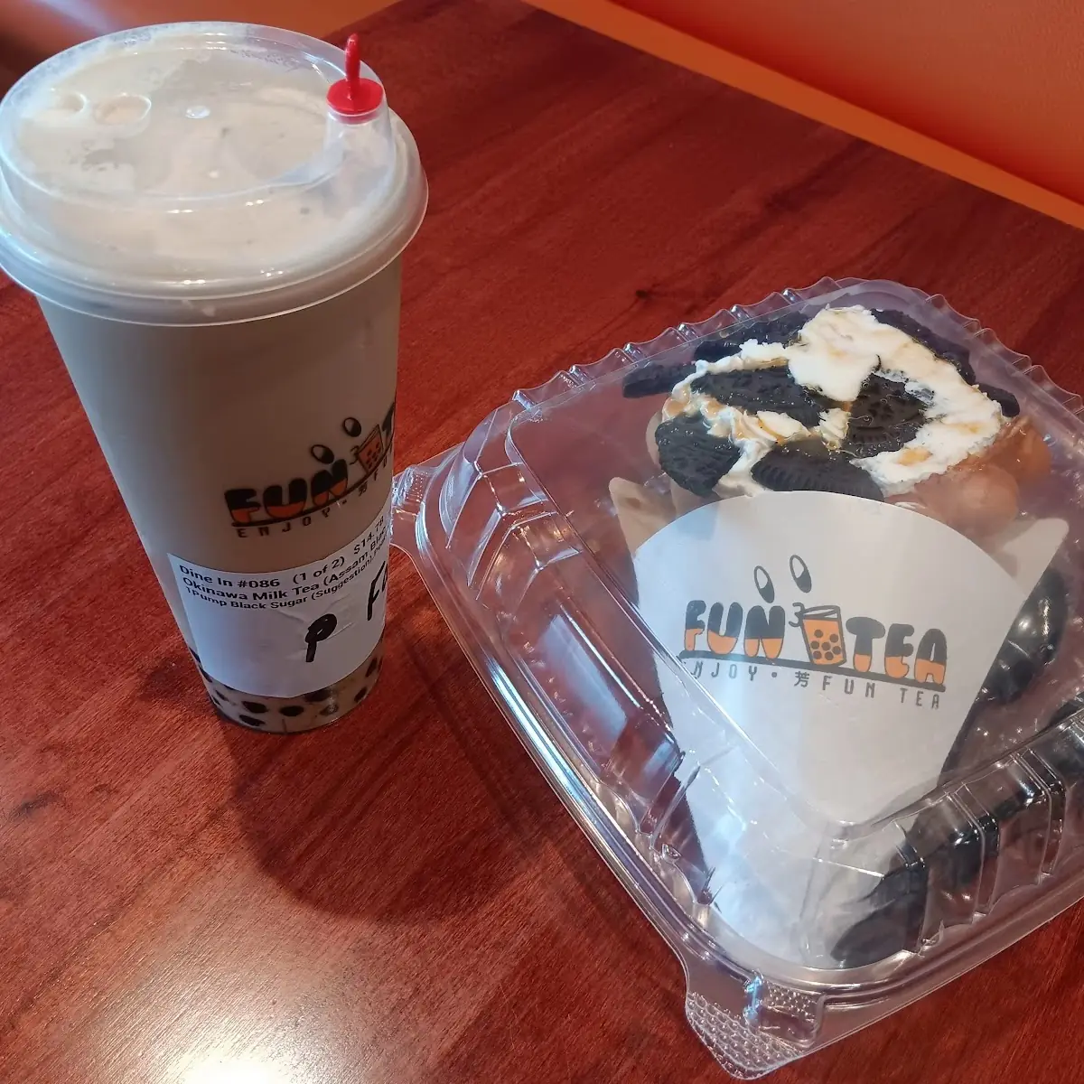 Okinawa Milk Tea Bubble Cookies N Cream Puff Cake