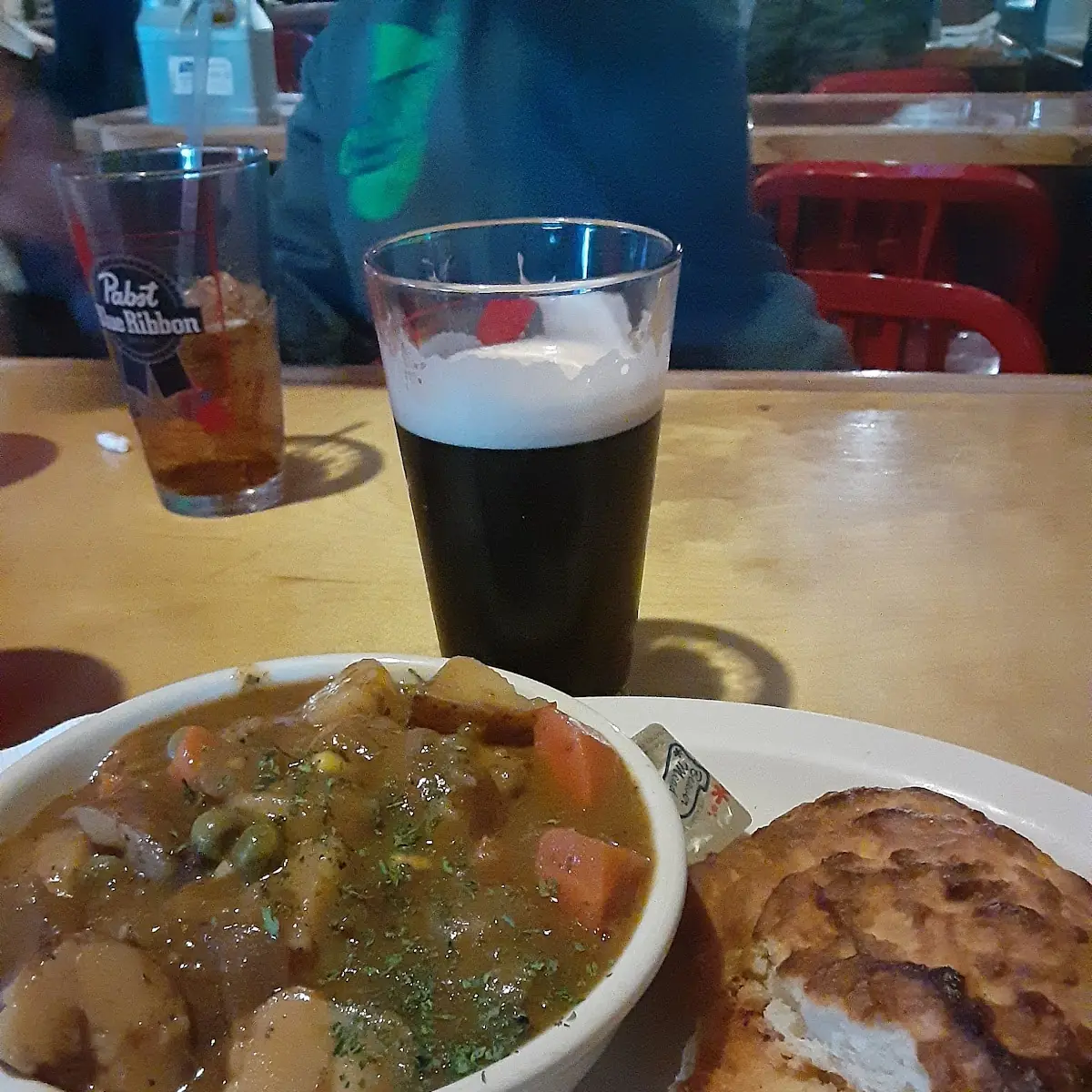 Steak Tip Soup with Biscuit