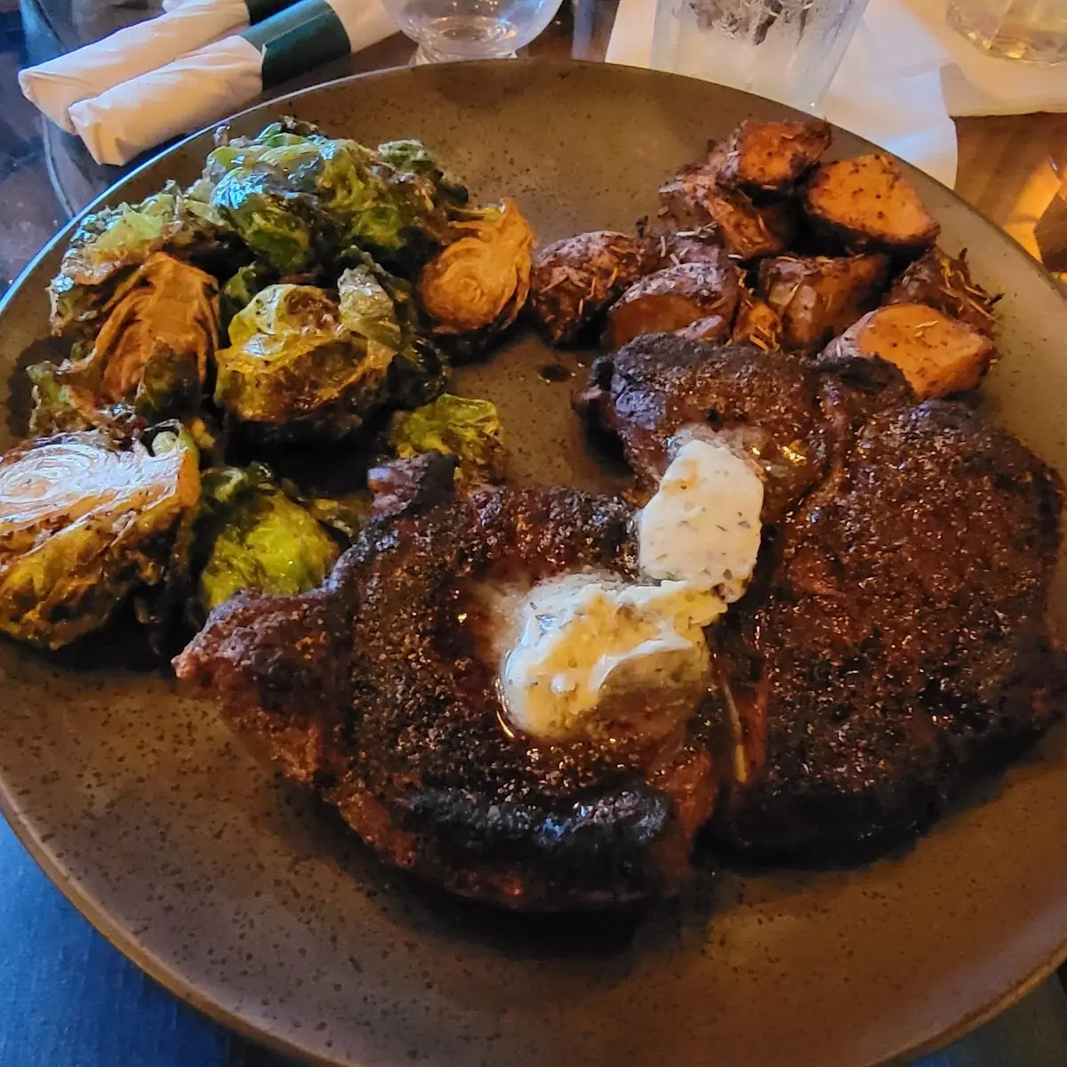 Cast Iron Ribeye Steak Sauteed Mushrooms