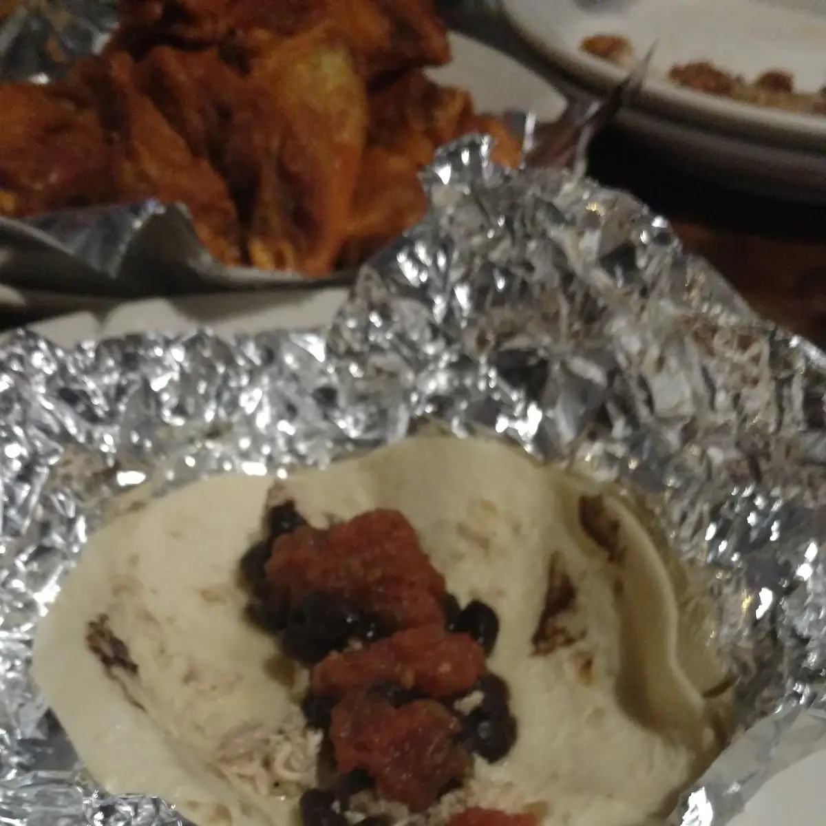 Chicken Taco with Black Beans and Mild Salsa