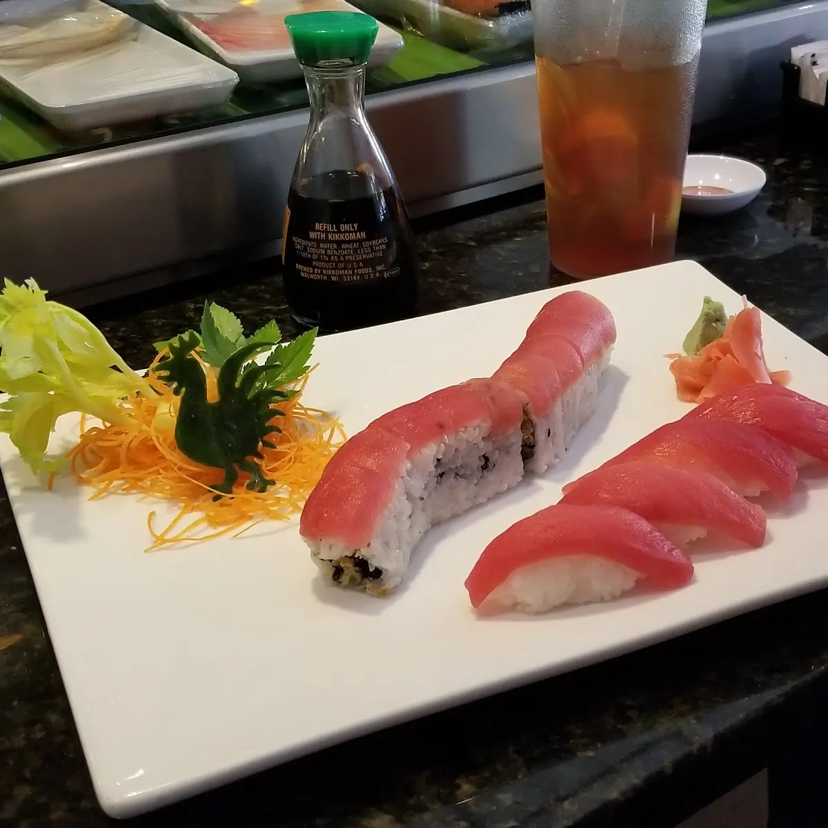 Tuna Sashimi and Crunchy Roll