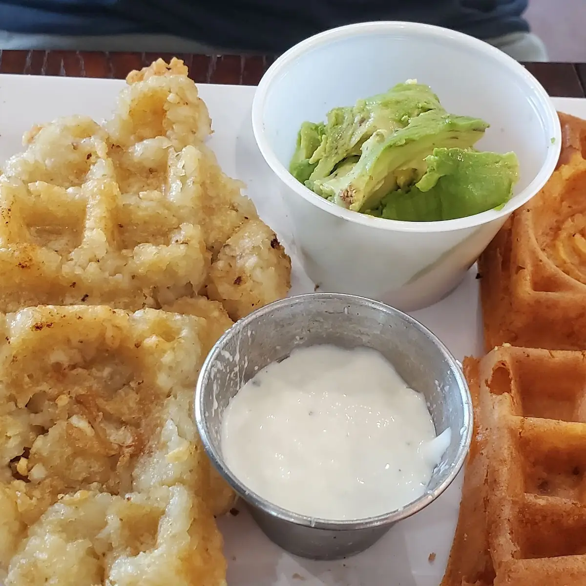 Hot Chicken Waffles with Avocado