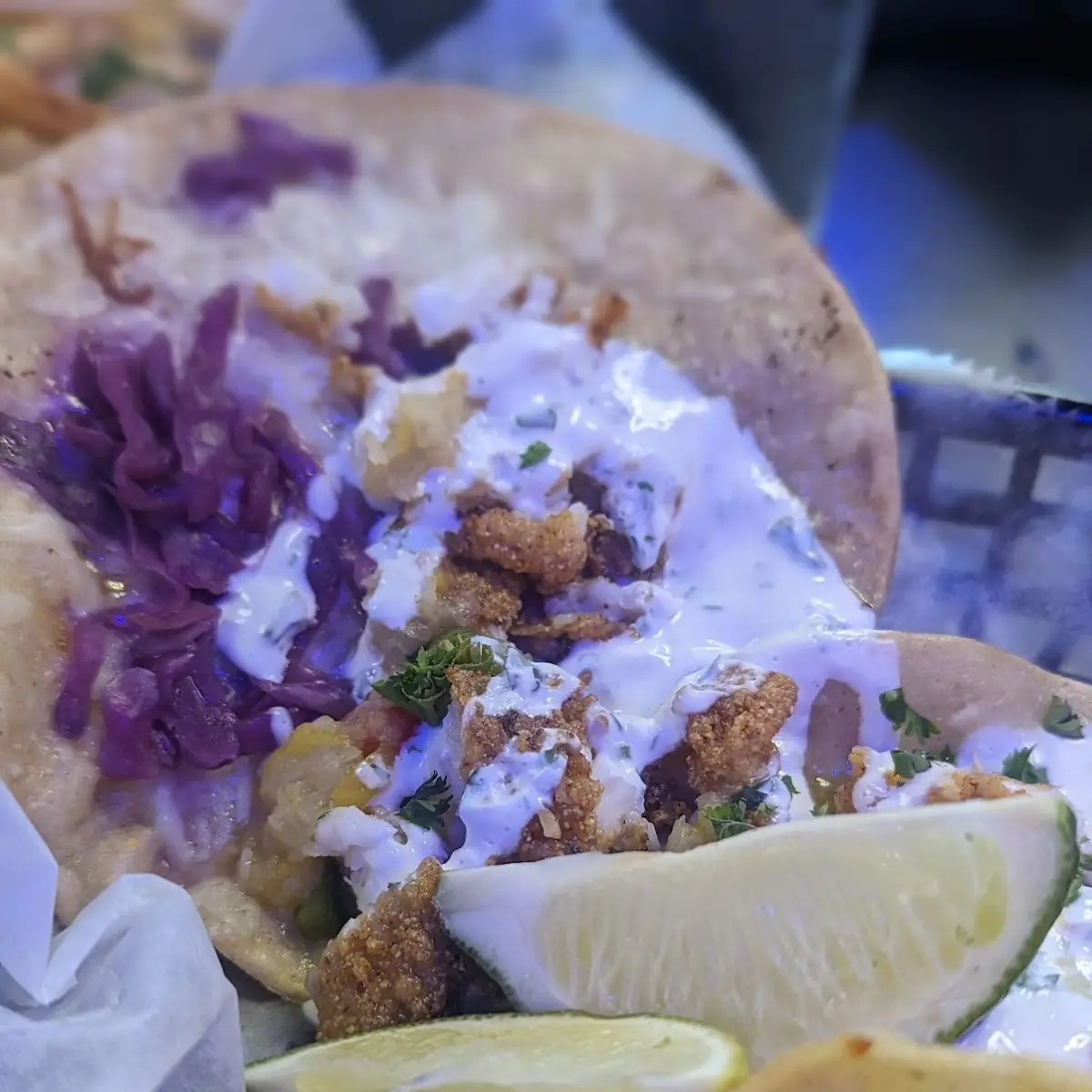 1 Fish Taco and 1 Chicken Taco