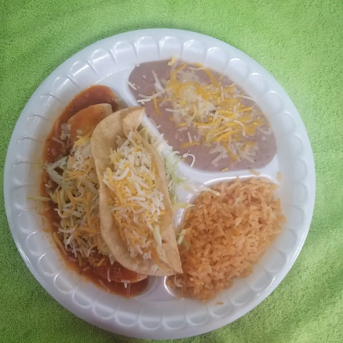 Bean Tostada and Cheese Enchilada Combo