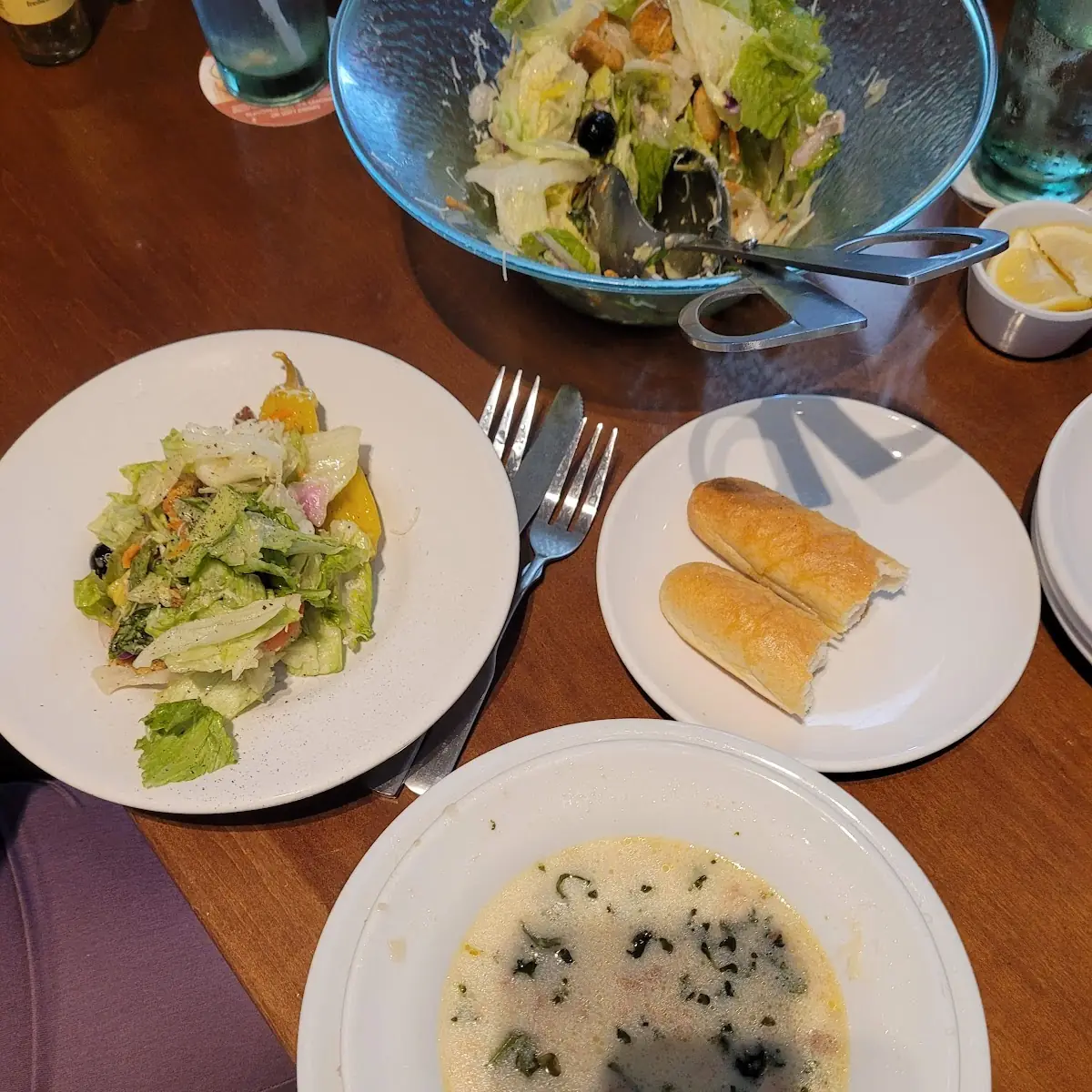 Soup Salad and Bread Sticks
