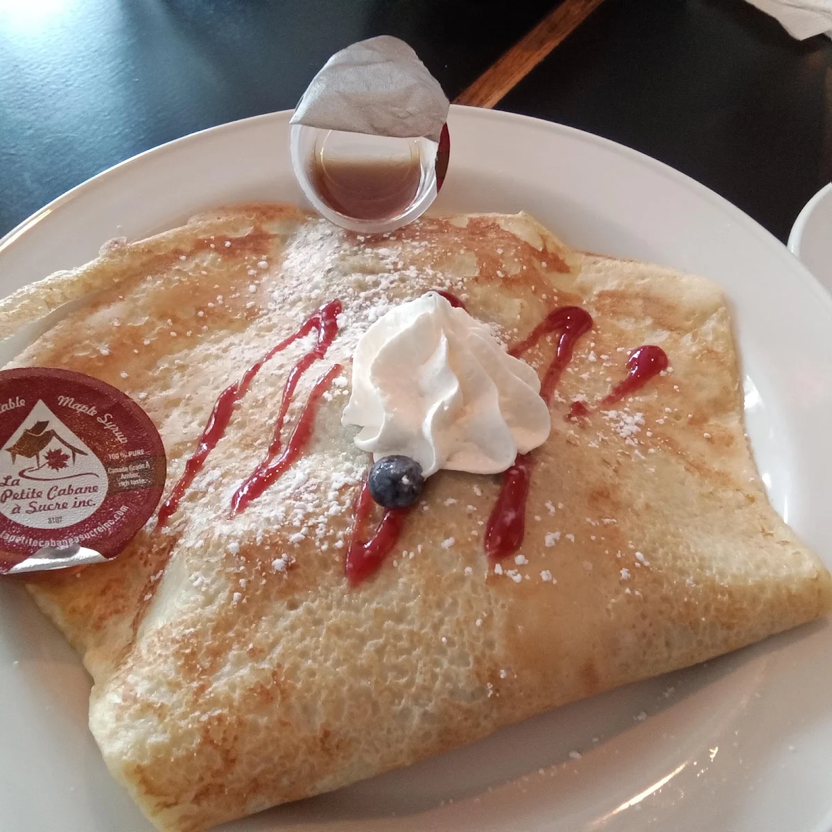 Strawberry Blueberry Crepe with Raspberry Sauce