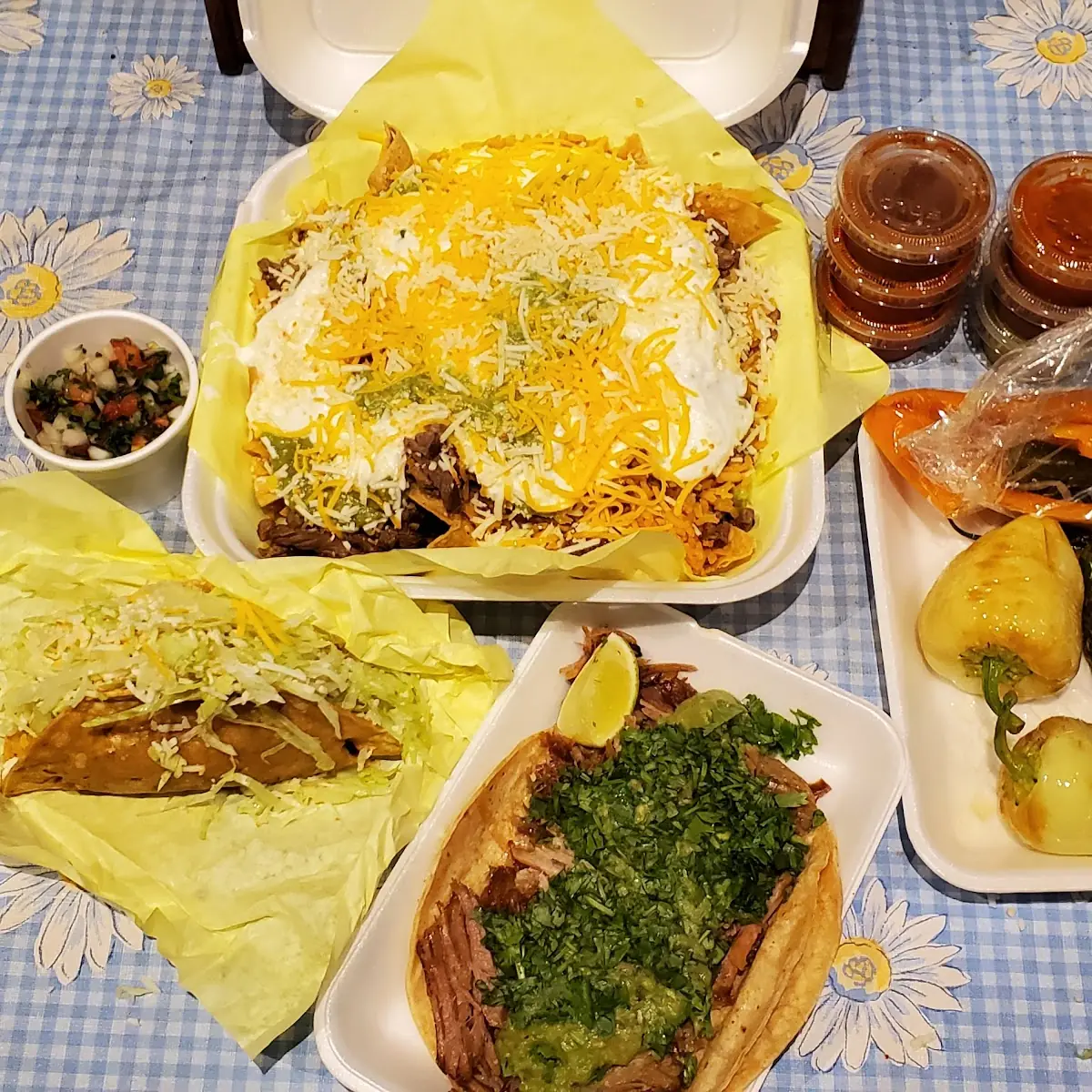 Beef Taco Carnitas Taco Super Nachos