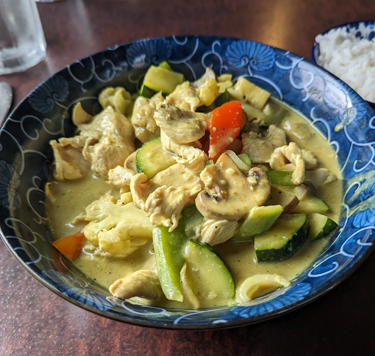 Thai Green Curry Chicken with Rice, Dave's Green Papaya