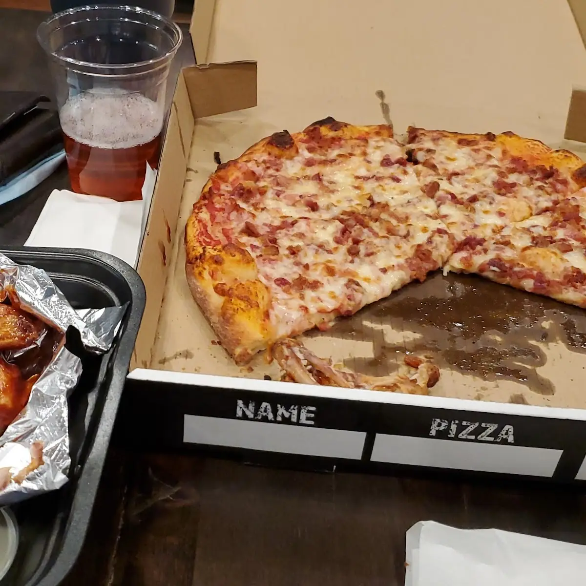 BBQ Wings Pizza Strawberry Pineapple Vodka Drink