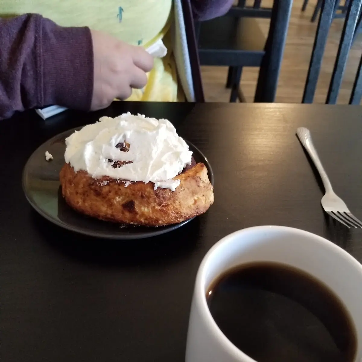 Cinnamon Roll and Coffee