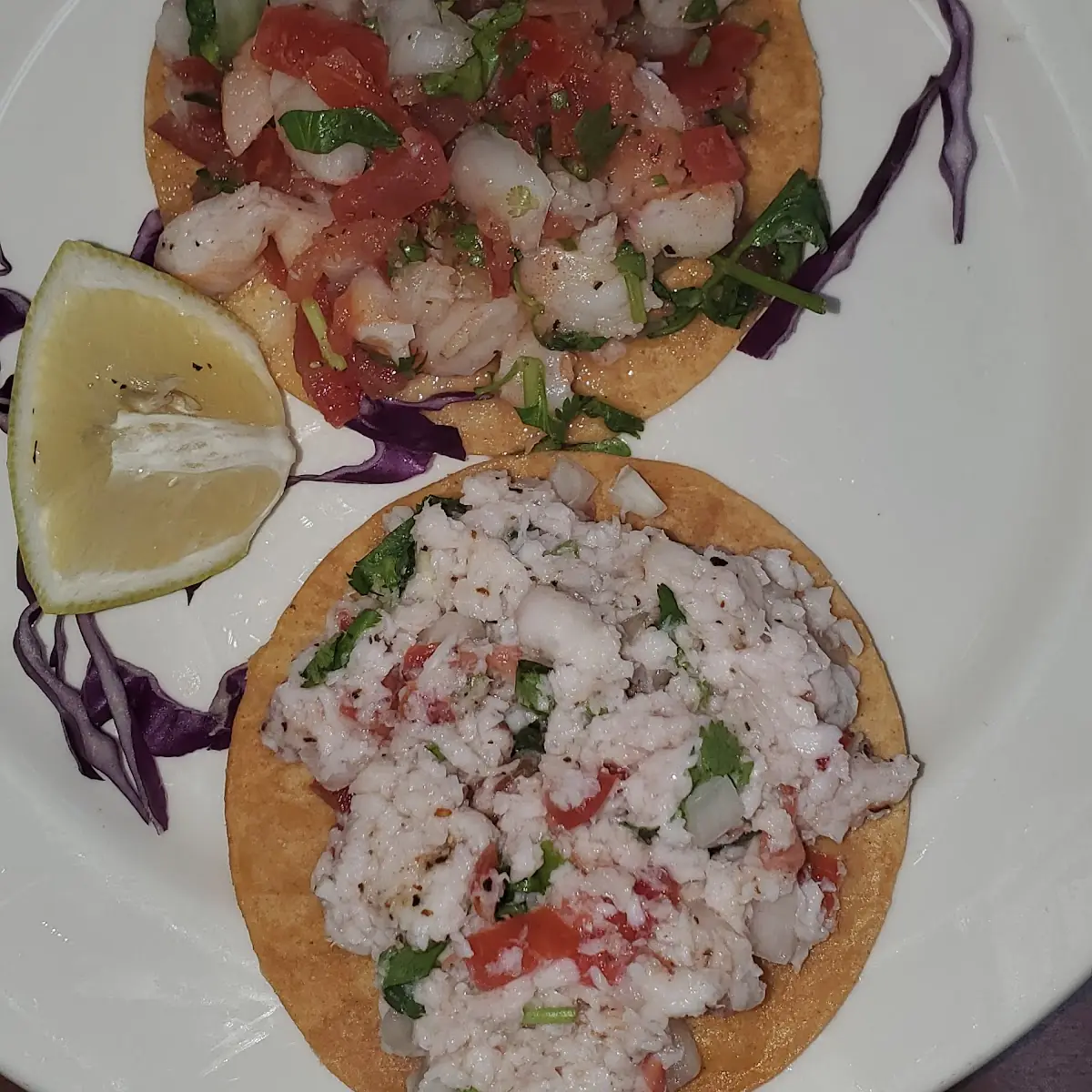 Shrimp and Ceviche Tostada