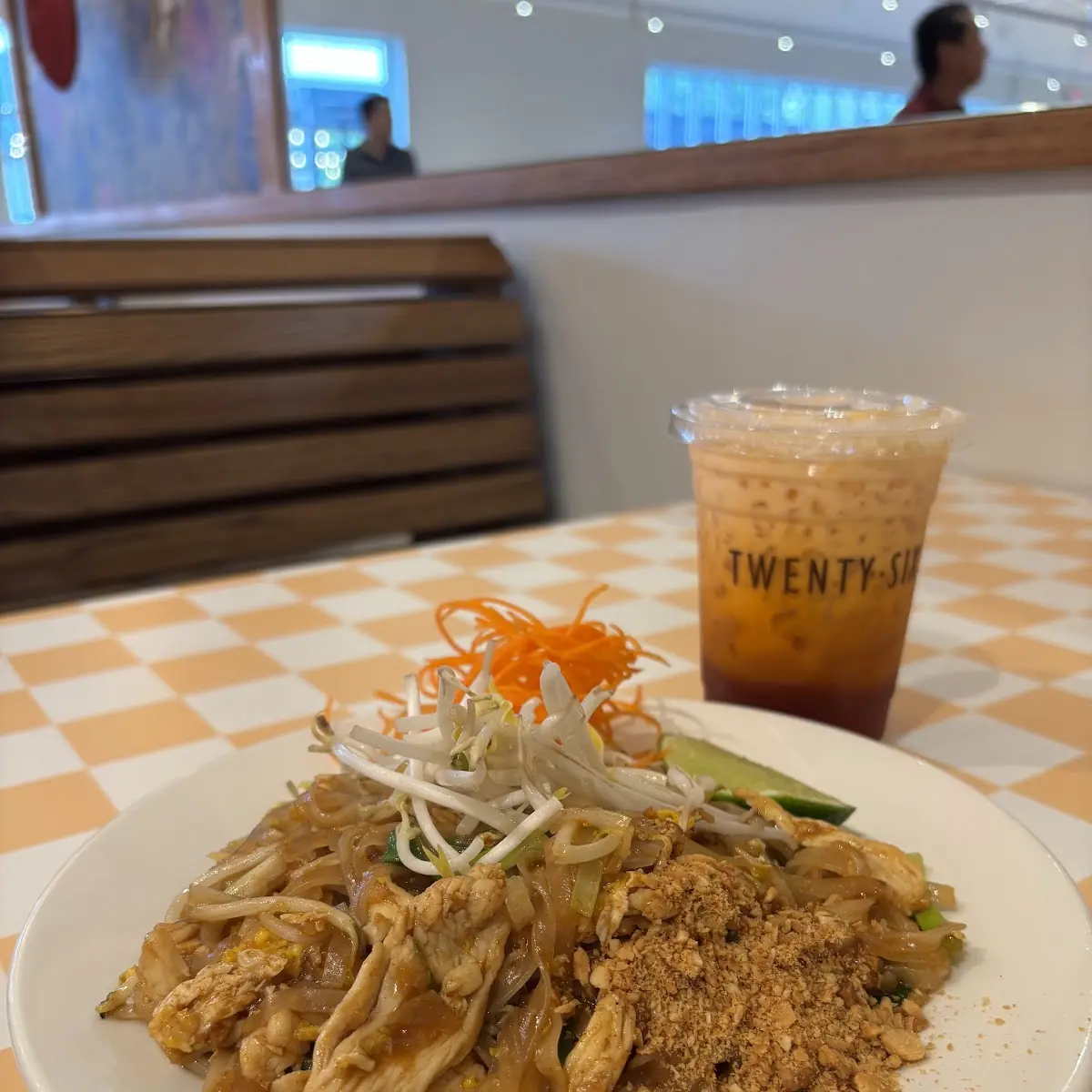 Chicken Pad Thai and Thai Tea