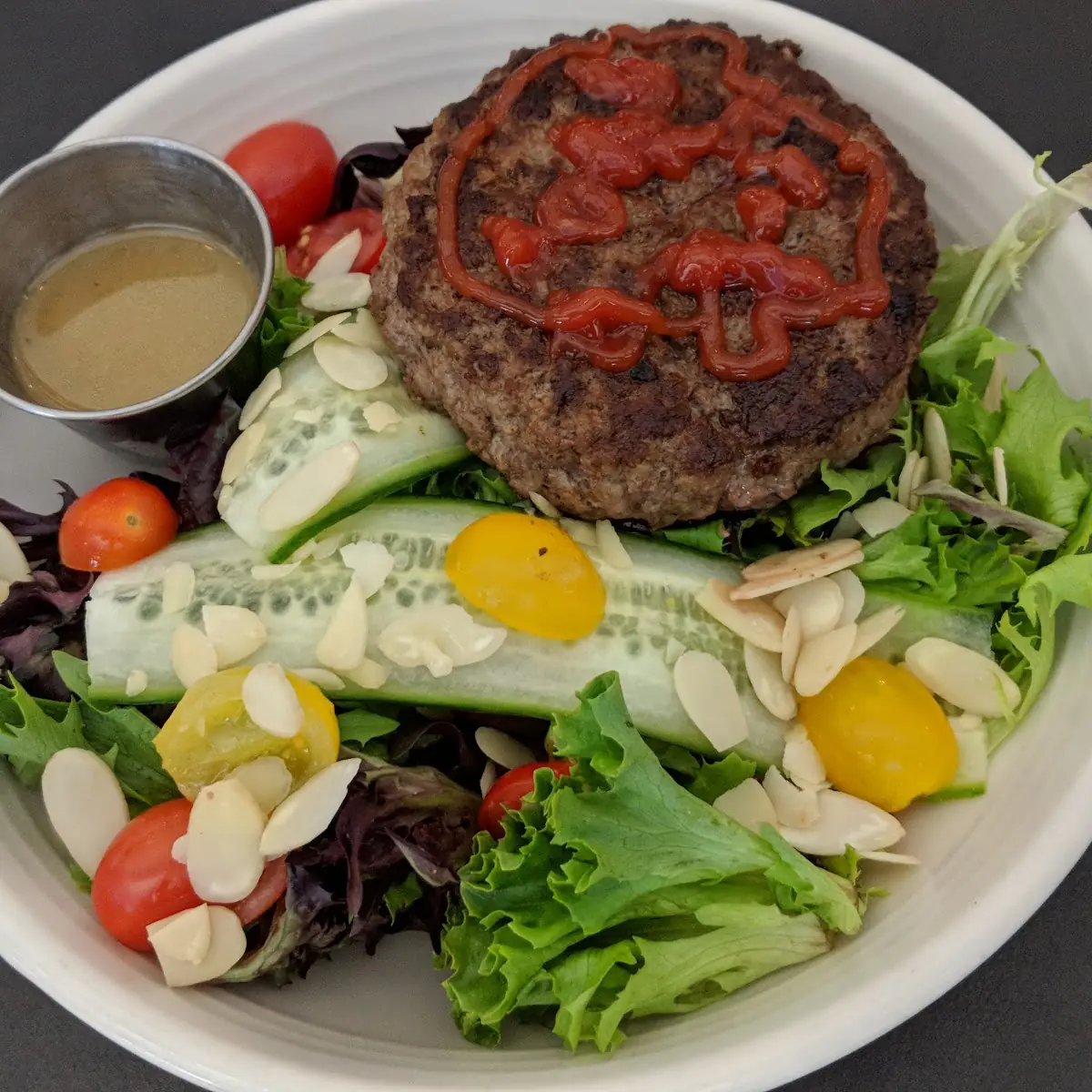 Mixed Green Salad with Burger Patty