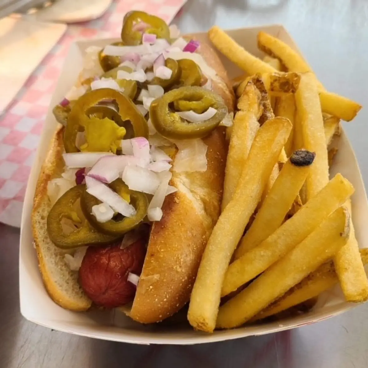 Beef Hot Dog and Fries