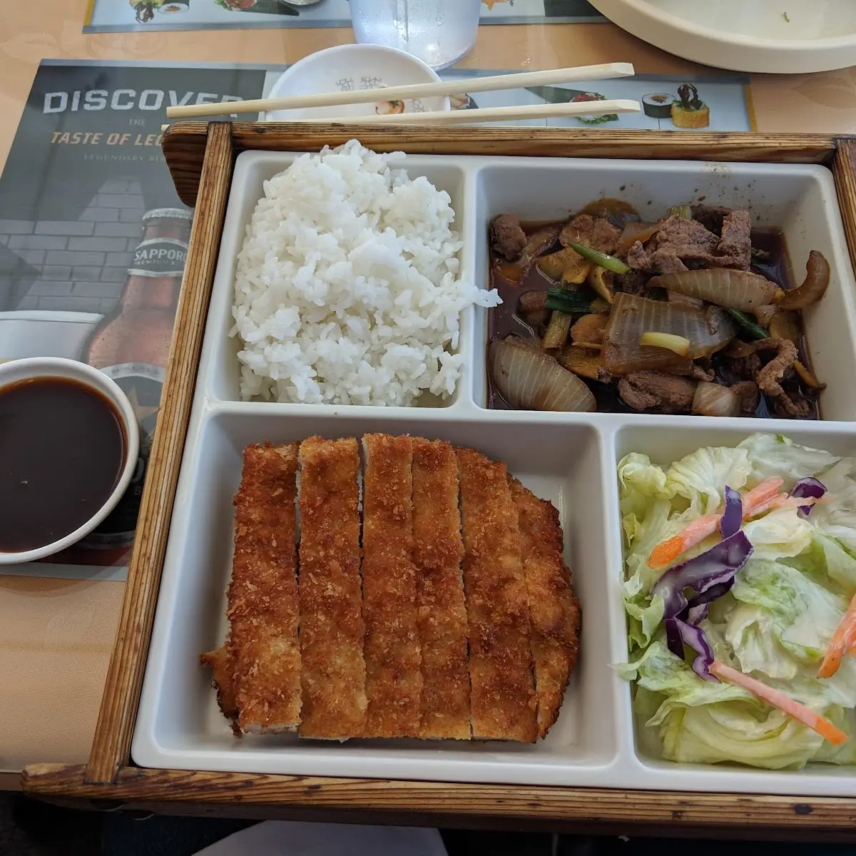 Ginger Beef and Pork Cutlet Bento Box