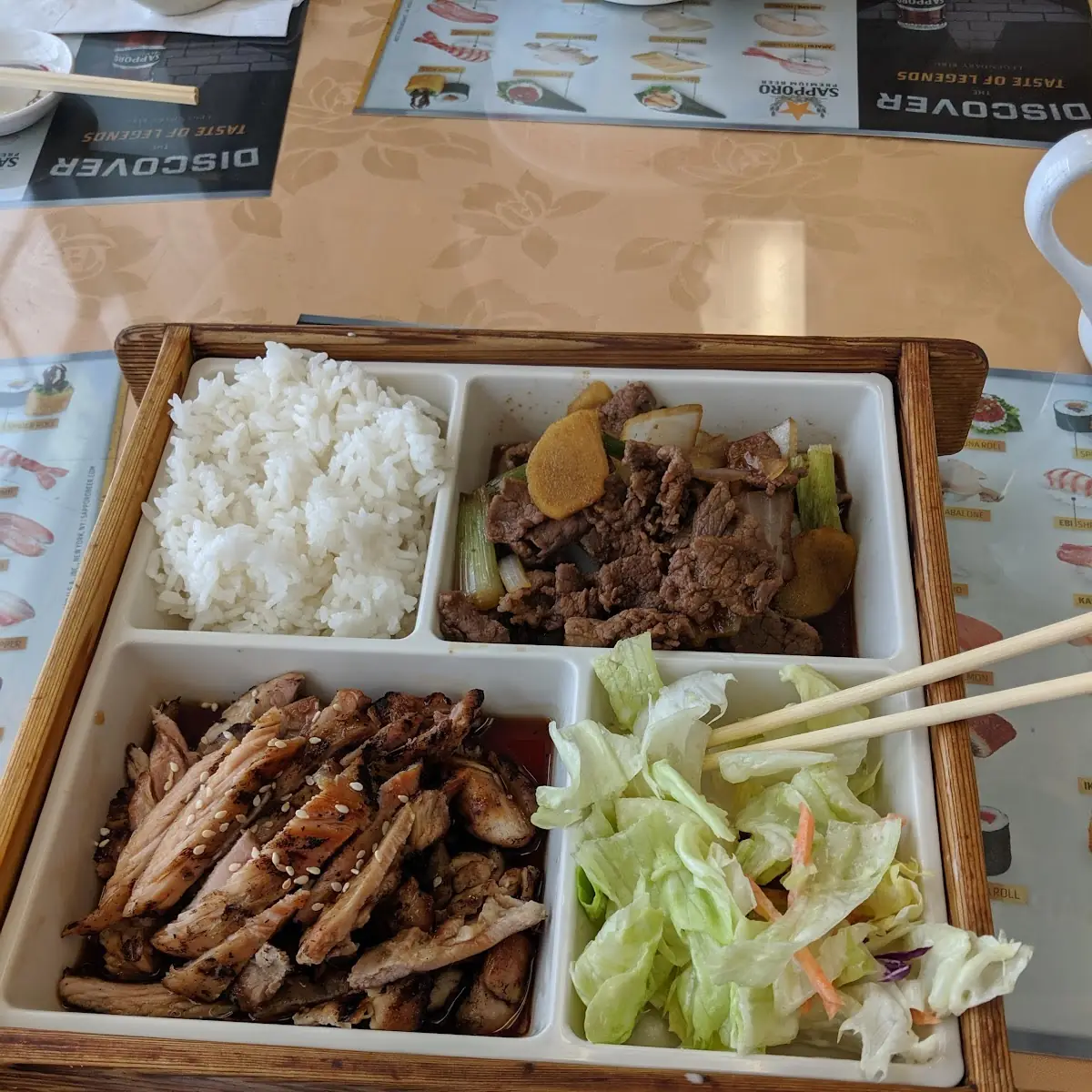 Ginger Beef and Teriyaki Chicken Bento Box