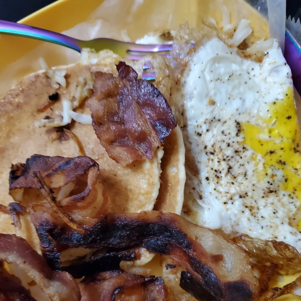Buttermilk Pancakes Hash Bacon Eggs