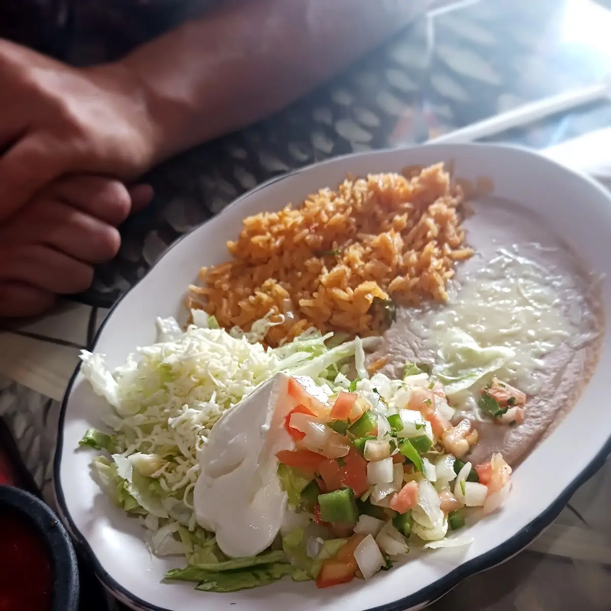 Guacamole Salad Refried Beans Sour Cream