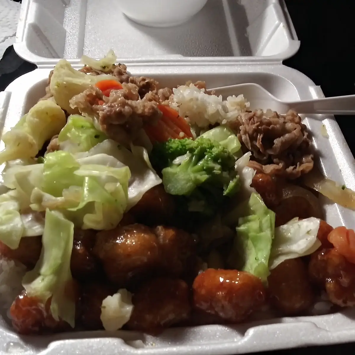 Beef and Orange Chicken Plate
