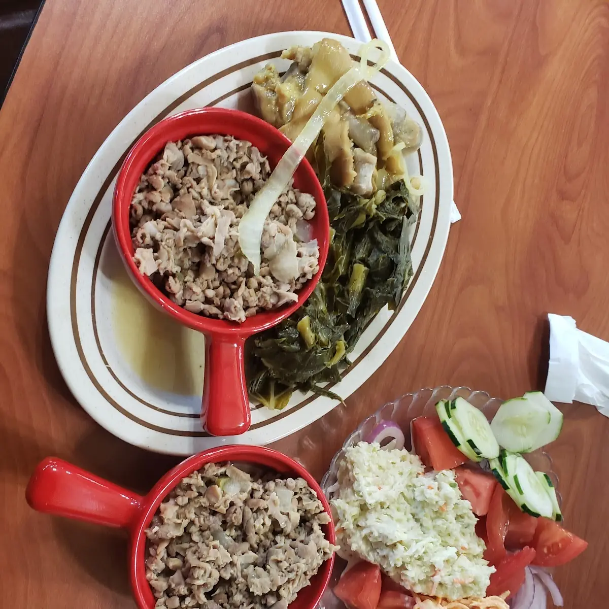 Chitterlings Pig Feet and Collard Greens