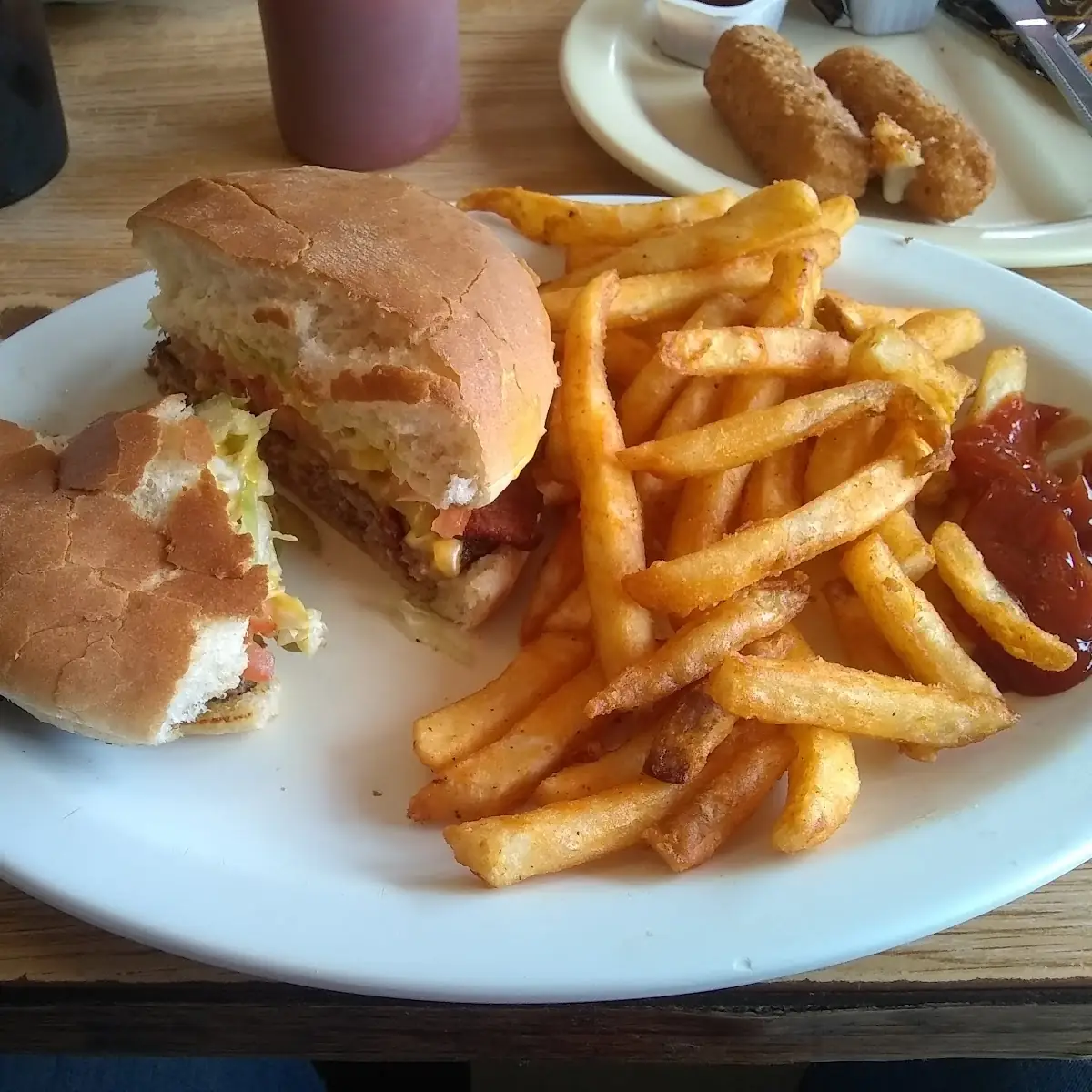 Bacon Cheese Burger with Cajun Fries