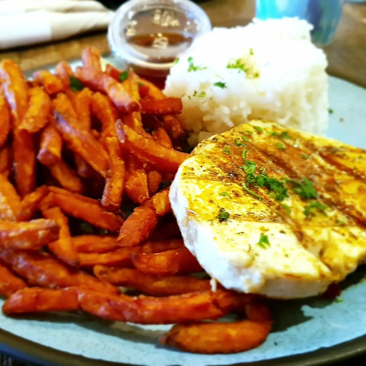 Swordfish with Sweet Potatoes and Rice