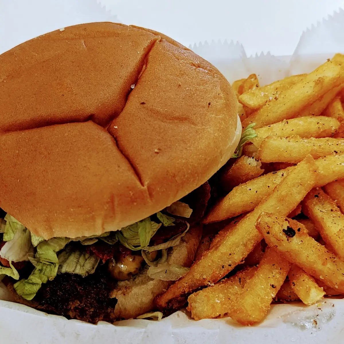 Cheese Burger with Bacon & Fries
