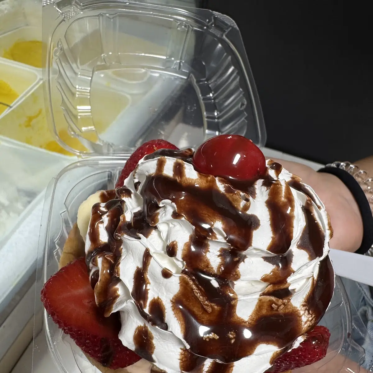 Banana Split in a Waffle Cone