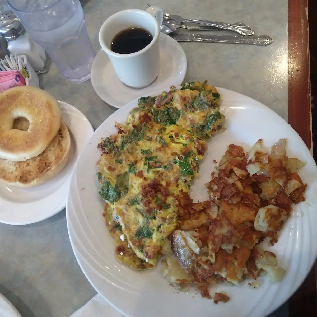 Spinach Feta and Bacon Omelette