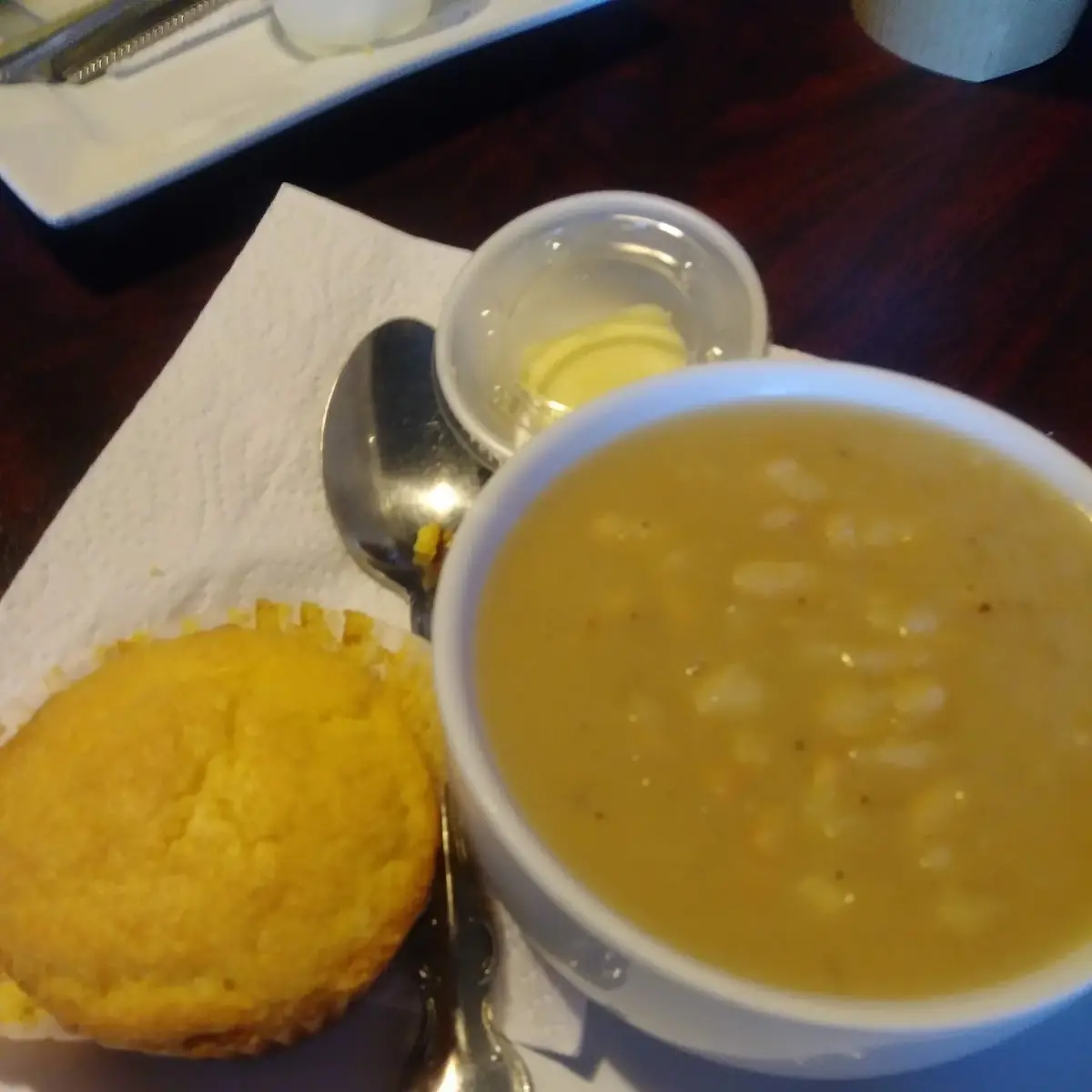 White Bean with Warm Cornbread Muffin