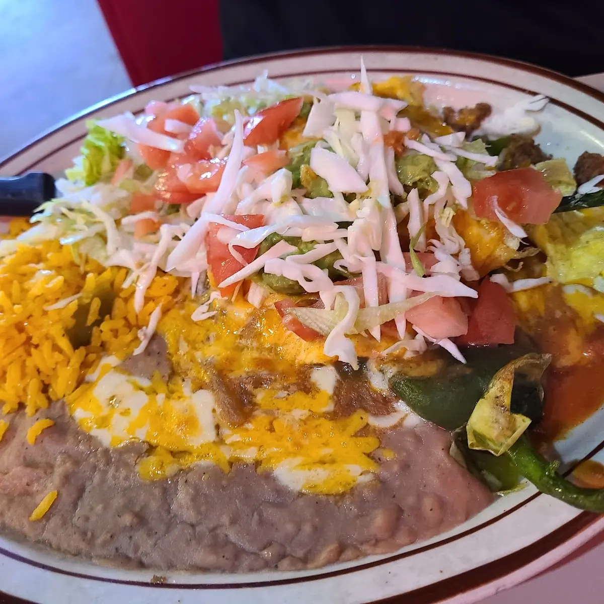 Chili Relleno with Rice and Beans