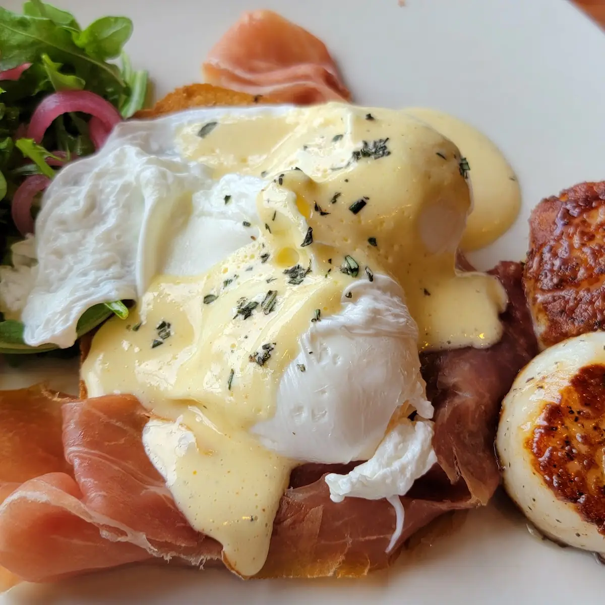 Grouper & Prosciutto Eggs Benedict