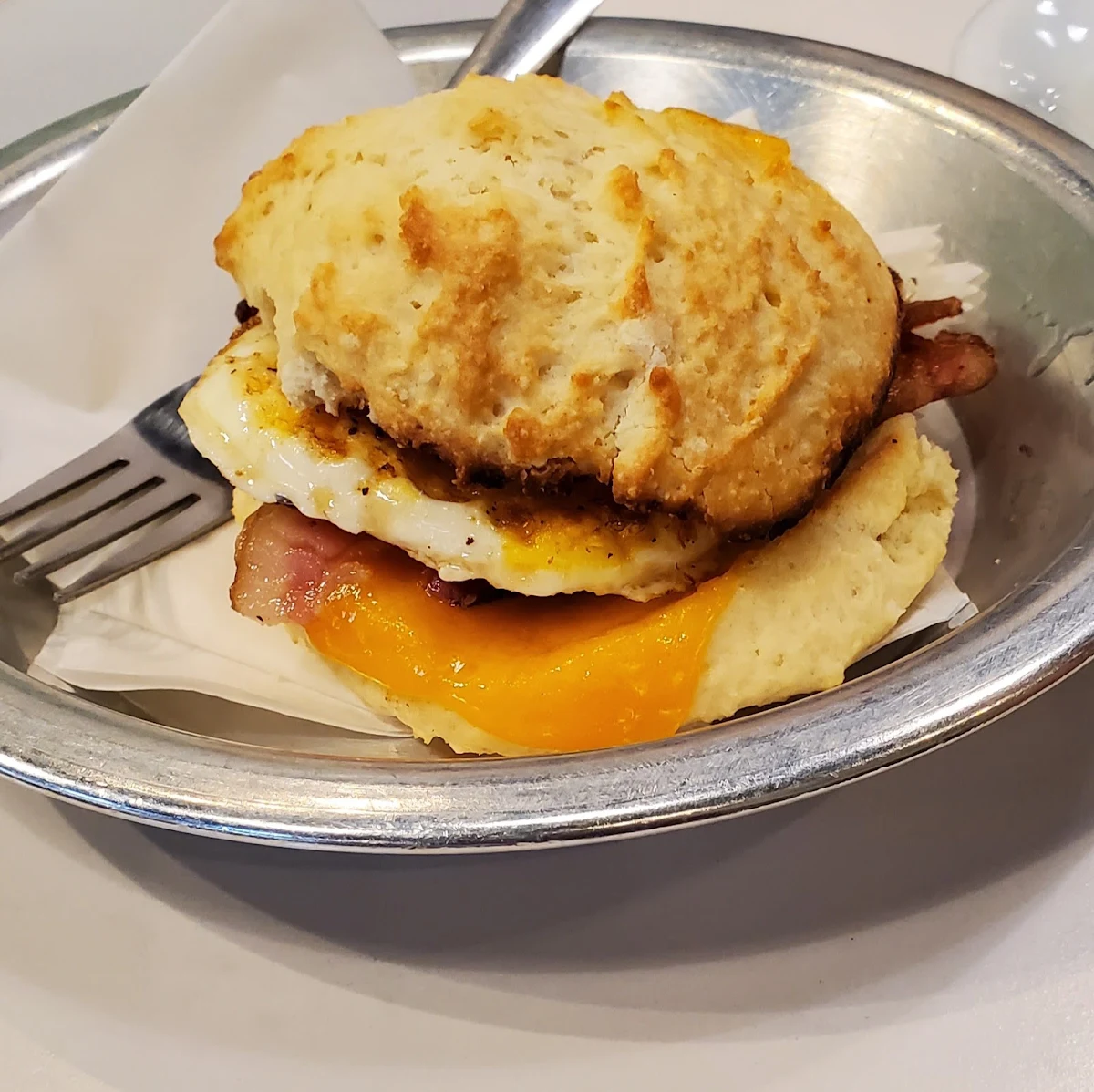 Egg Cheese Bacon Sweet Biscuit Sandwich