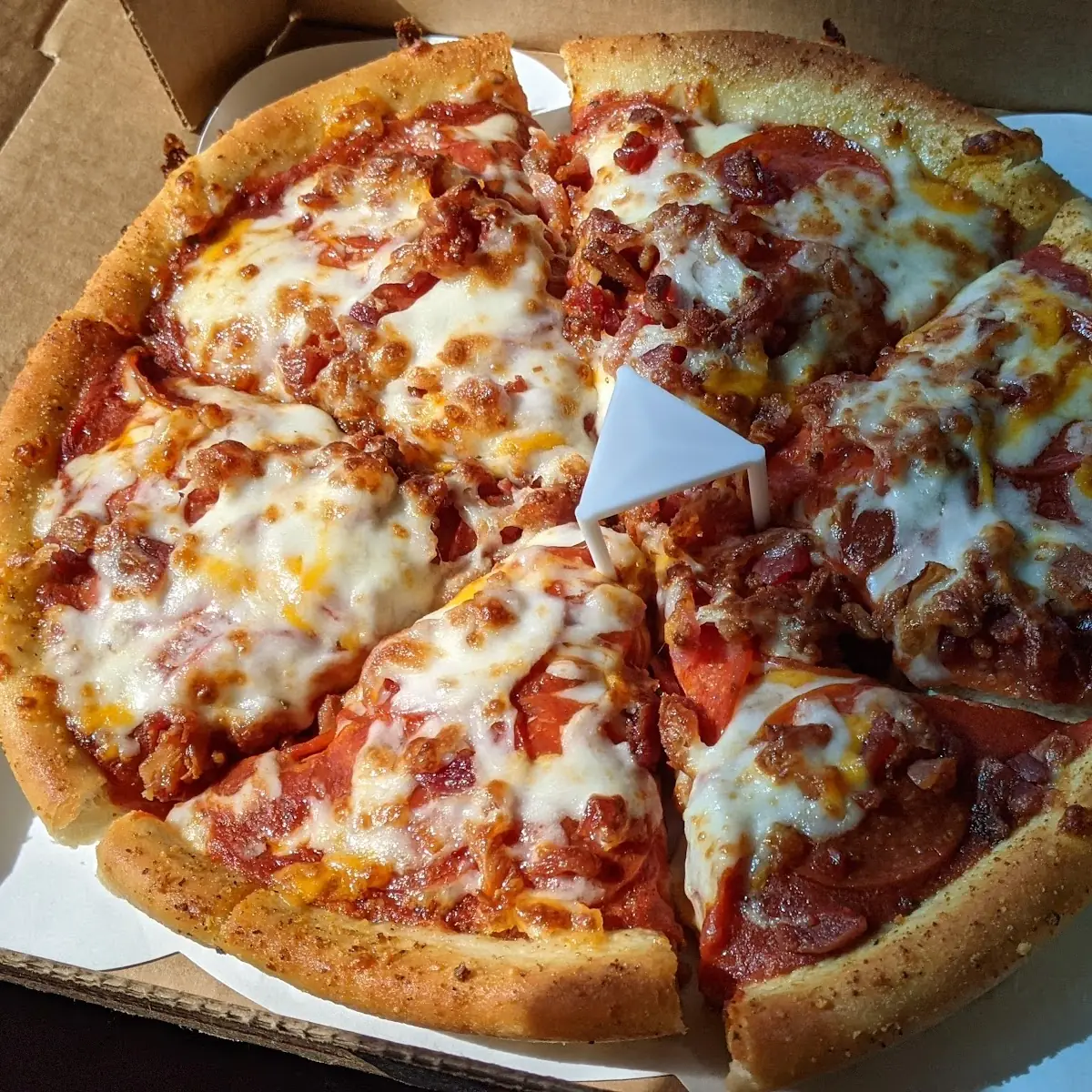 Pepperoni and Bacon Deep Dish Cheese Pizza