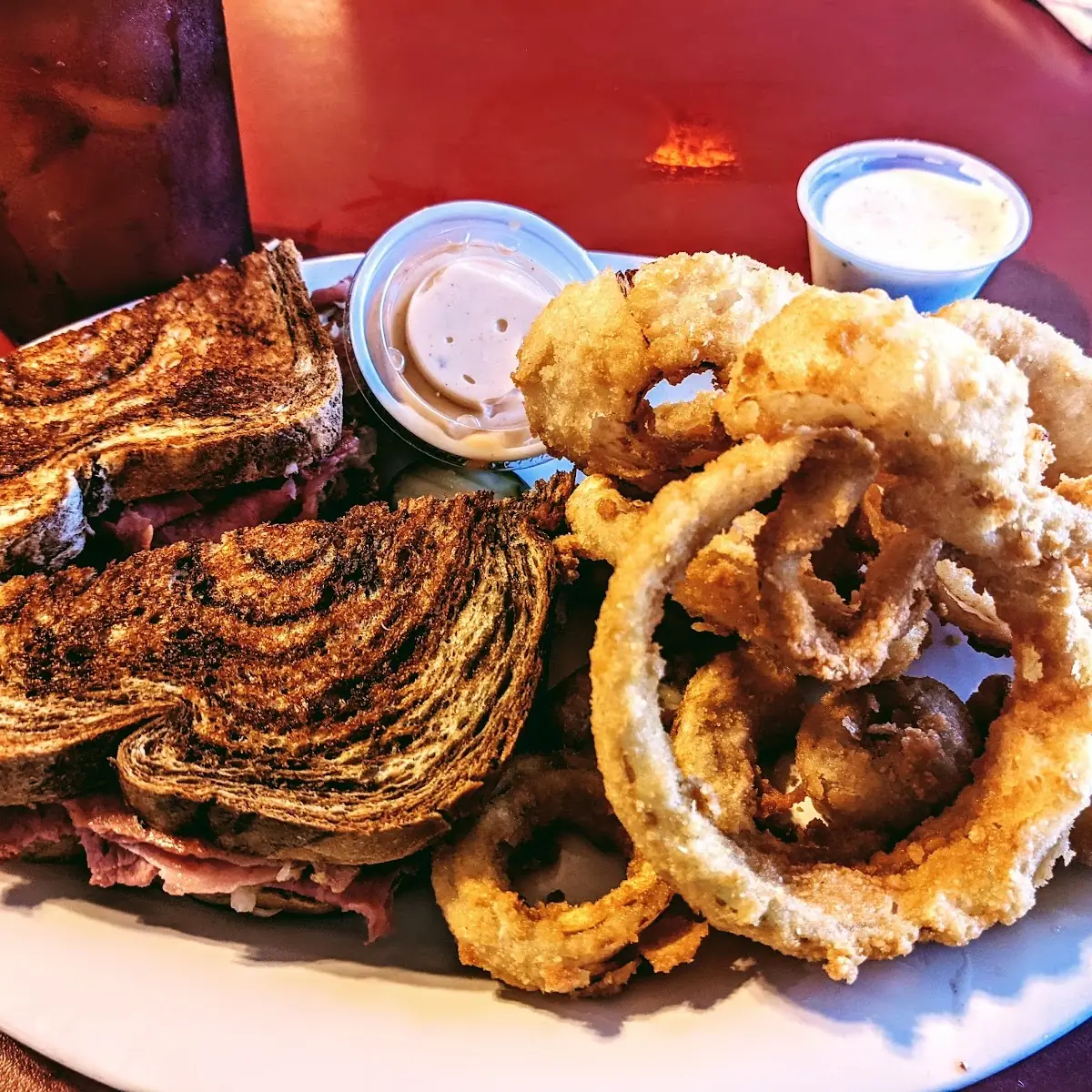 Rueben Sandwich with Onions Rings