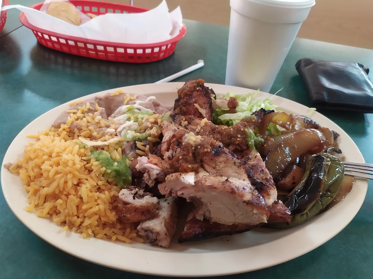 Half Roasted Chicken with Rice and Beans