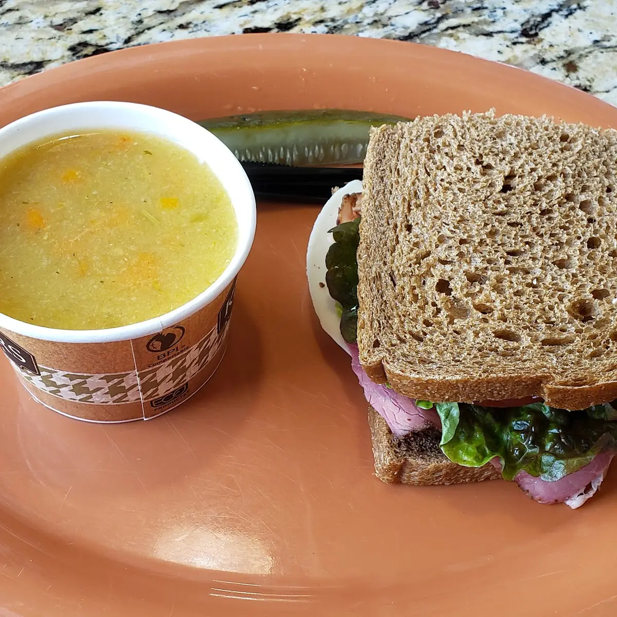 Pastrami Sandwich Combo with Chicken Noodle Soup