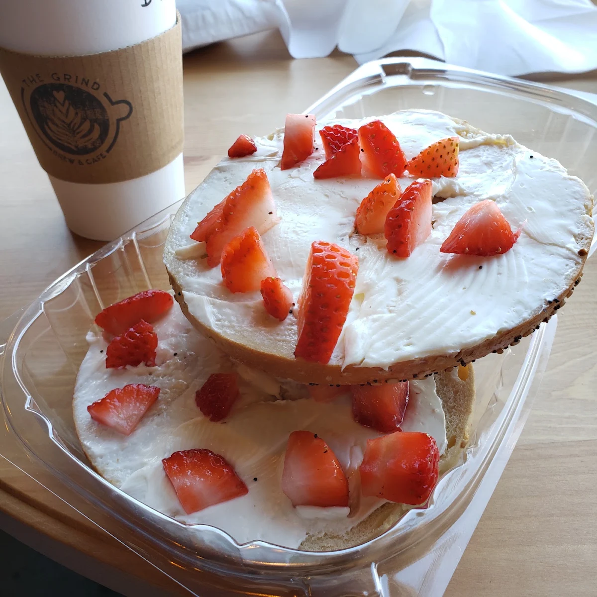 Bagel with Cream Cheese and Strawberries