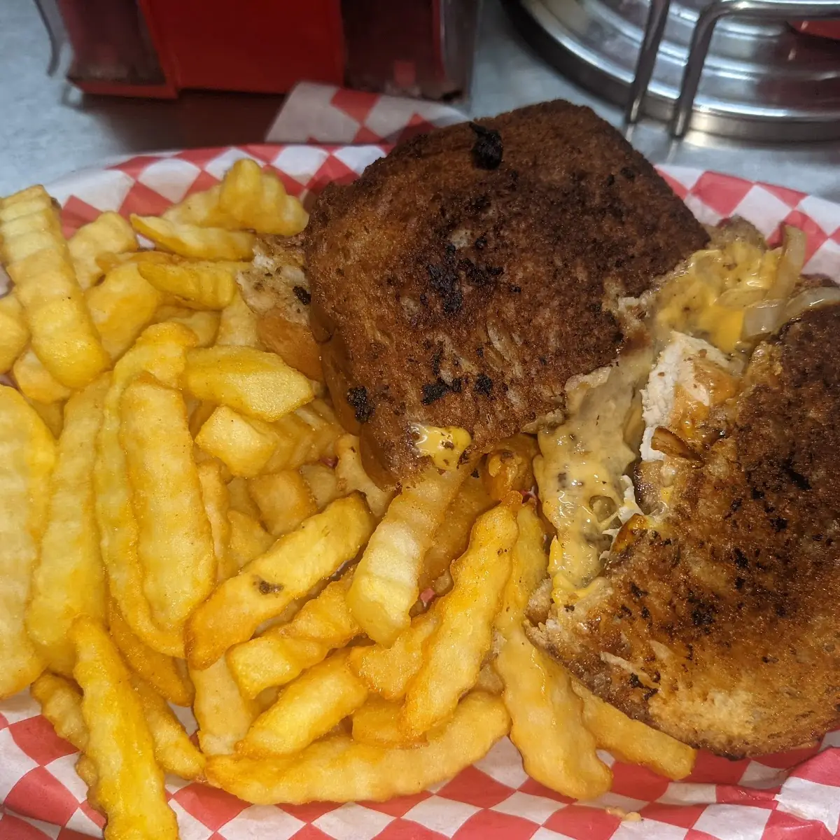 Grilled Chicken Melt with Fries
