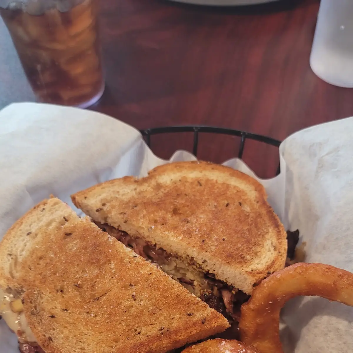 Reuben with Onion Rings