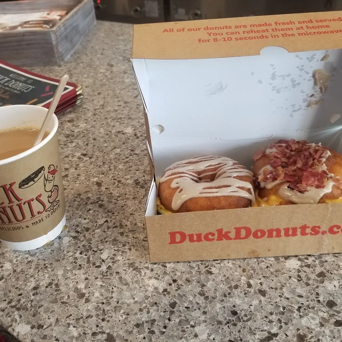 Maple Bacon Egg and Cheese N a Fresh Made Donut