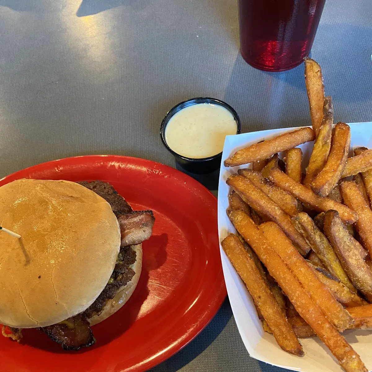 Burger & Sweet Potato Fries