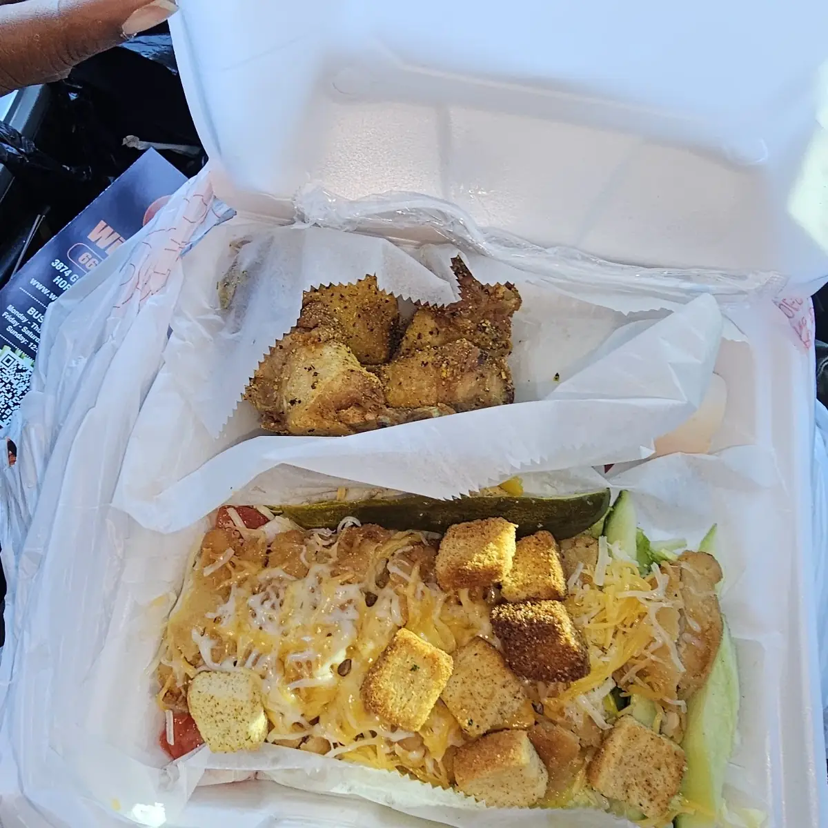 Fried Chicken Salad with 5 Lemon Pepper Wings