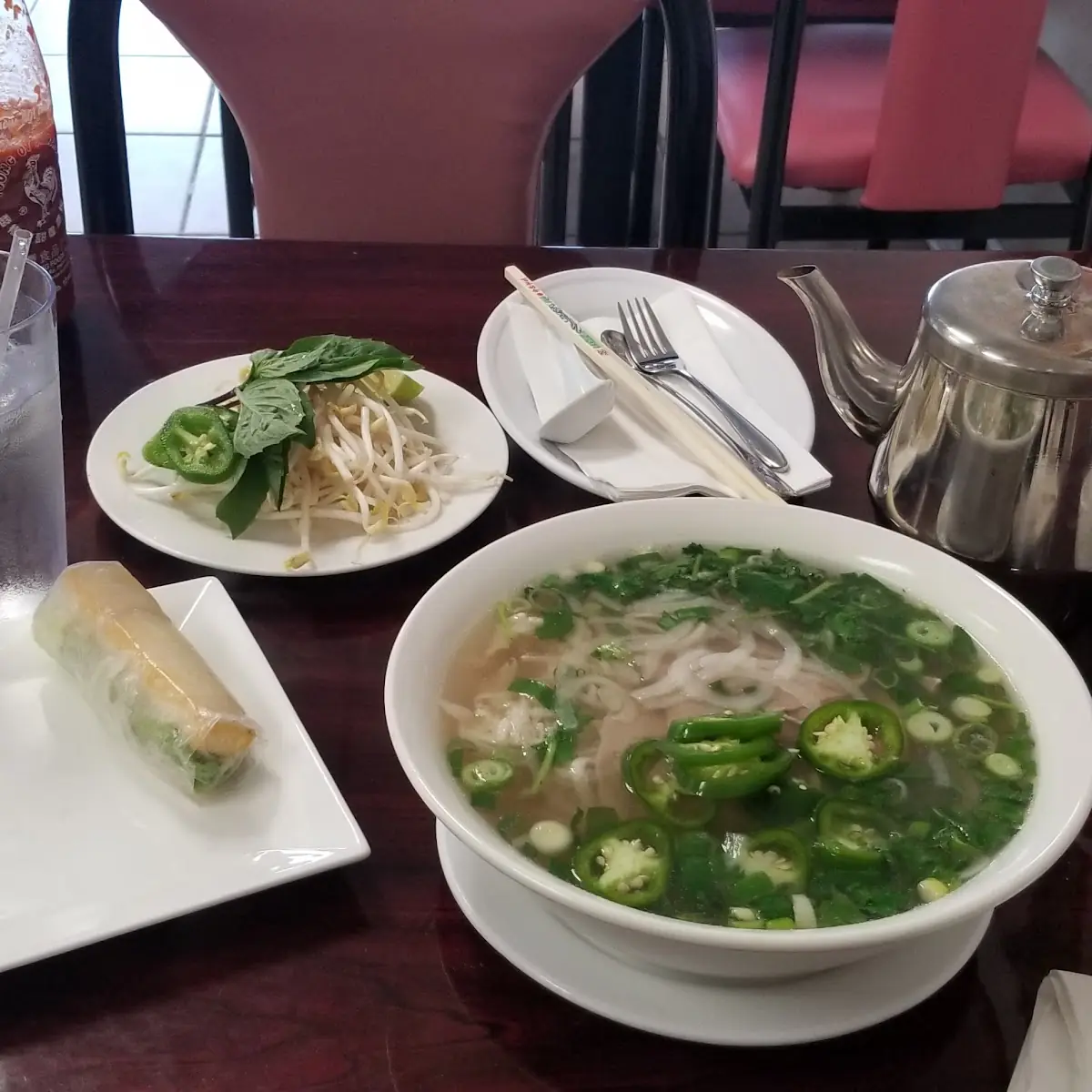 Vegetable Roll and Beef Pho